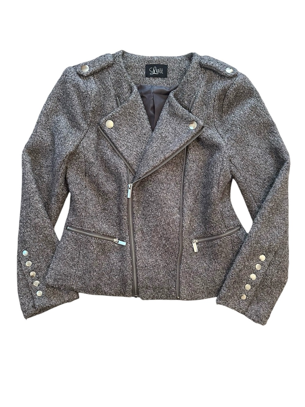 Luii Boucle Moto Jacket Gray size Large